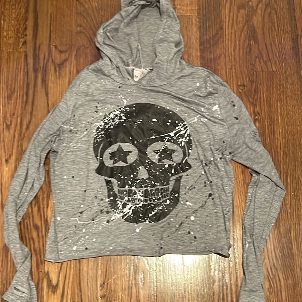 Firehouse Girls Grey Hooded Long Sleeve T-Shirt Size L